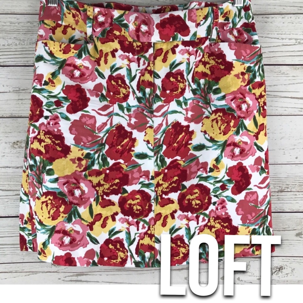 Ann Taylor Red Floral Casual Mini Skirt 6